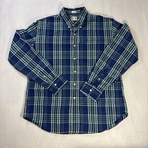 J. CREW Tailored Fit Men's Blue Plaid Cotton Long Sleeve Button up Shirt XL